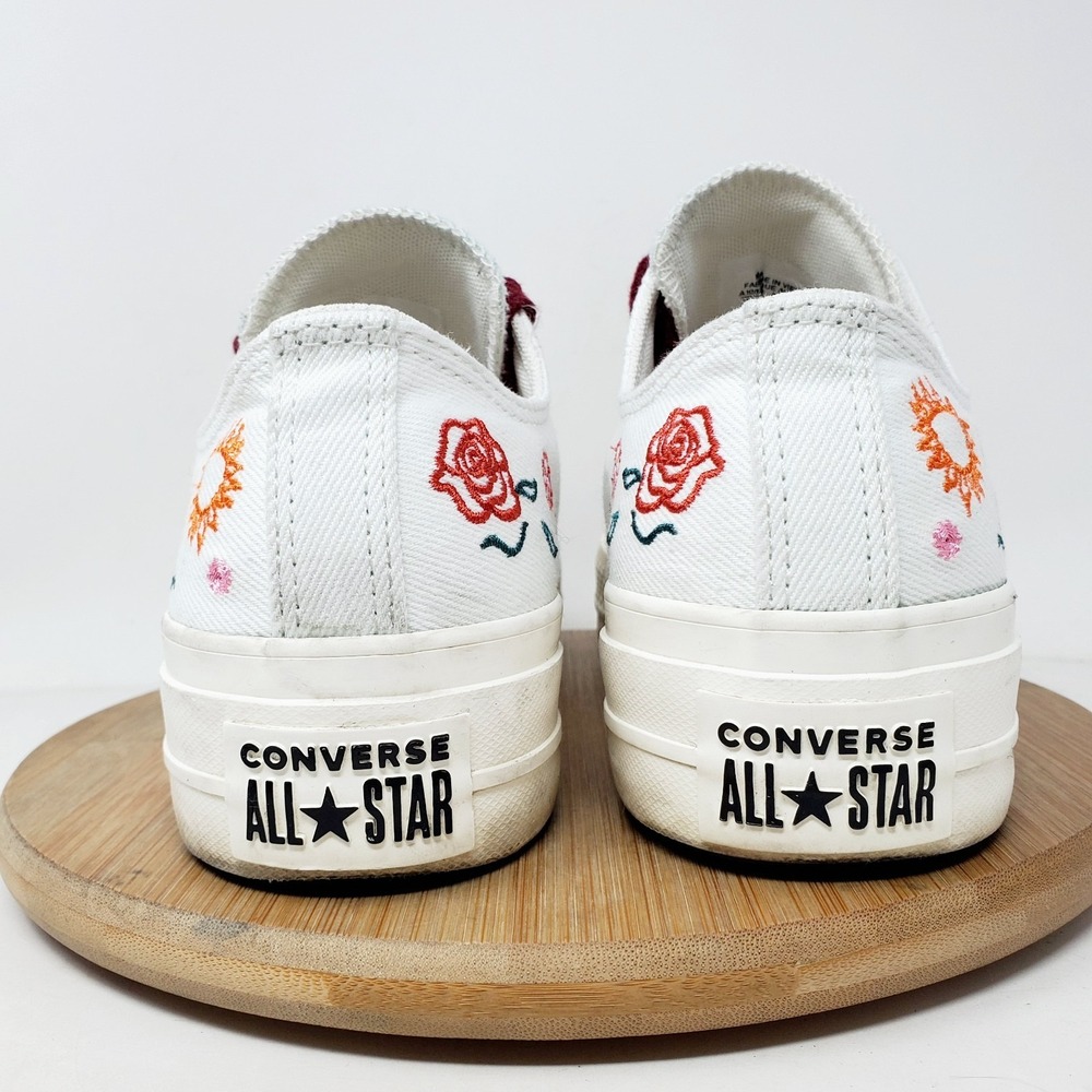 Converse All Star Lift Platform Shoes Womens 8 White Summer Embroidered Sneaker - Picture 8 of 13